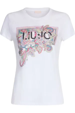 Liu Jo Koszulki, Kobieta, Biały, S, Bawełna, T-shirt z kwiatowym nadrukiem