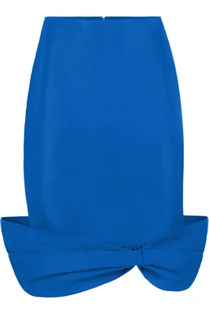 Nina Ricci Spódnice, Kobieta, Niebieski, XL, Poliester, Taftowa Spódnica Midi z Baskinką i Kokardą