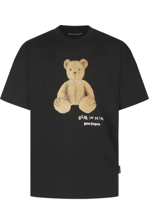 Palm Angels Koszulki, Mężczyzna, Czarny, XL, Bawełna, Bear In Mind Regular Tee