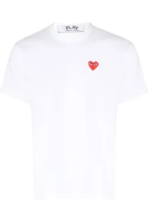 Comme des Garçons Koszulki, Mężczyzna, Biały, 2XL, Bawełna, Koszulka z logo serca