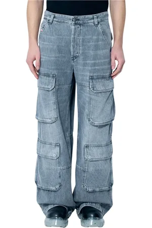 Diesel Jeansy, Mężczyzna, Szary, W30, Bawełna, Spodnie Cargo Jeansy z D-Touch Style