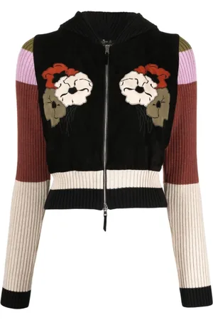 Etro Bluzy, Kobieta, Czarny, S, Wełna, Wełniany kardigan zapinany na zamek