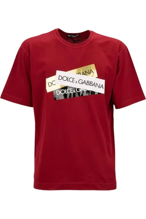 Dolce & Gabbana Koszulki, Mężczyzna, Czerwony, 2XL, Męska Koszulka z Krótkim Rękawem Modowa