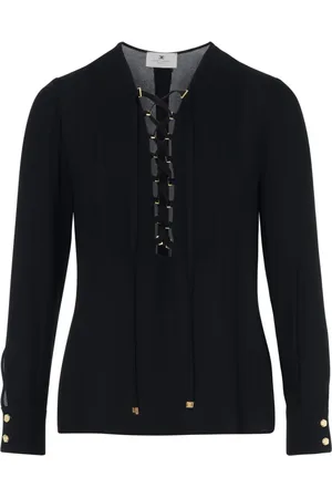 Elisabetta Franchi Bluzki, Kobieta, Czarny, M, Poliester, Camicia EF Nera Blouse