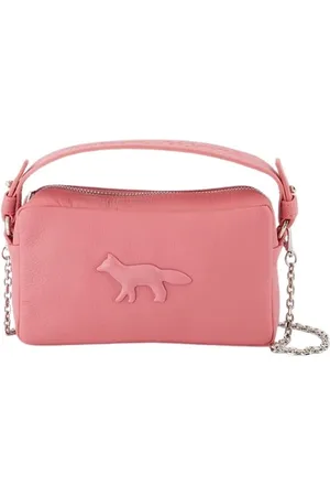 Maison Kitsuné Torebki, Kobieta, Różowy, ONE SIZE, Różowa skórzana torba na ramię