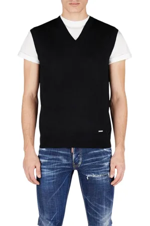Dsquared2 Swetry, Mężczyzna, Czarny, L, Wełna, Kamizelka z dekoltem w serek