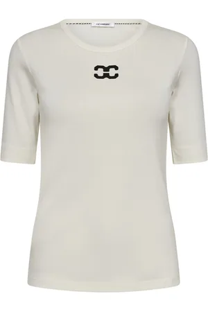 Co`Couture Koszulki, Kobieta, Biały, M, Bawełna, Koszulka z haftowanym logo