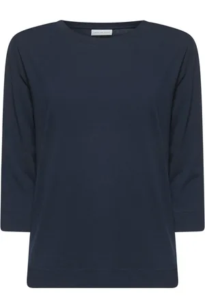 DRIES VAN NOTEN Koszulki, Kobieta, Niebieski, S, Niebieski Bawełniany Sweter z Dekoltem