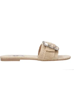 Steve Madden Buty, Kobieta, Beżowy, 38 1/2 EU, Sandały z wzorem rafii Getaway z klamrą