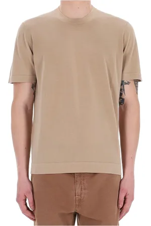 DRUMOHR Koszulki, Mężczyzna, Beżowy, 2XL, Lekki T-shirt z mrożoną bawełną