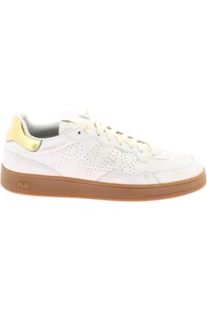 P448 Buty, Mężczyzna, Biały, 36 EU, Skóra, Złote Skórzane Sneakersy Model Vert 2