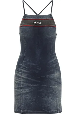 Diesel Sukienki, Kobieta, Niebieski, S, Bawełna, Sukienka Jeansyowa