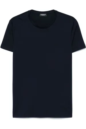 Dondup Koszulki, Mężczyzna, Niebieski, M, Bawełna, T-shirt z okrągłym dekoltem o regularnym kroju
