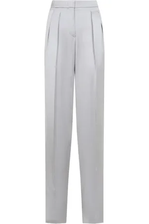 Giorgio Armani Spodnie, Kobieta, Szary, S, Jedwabne Podwójne Spodnie Satynowe