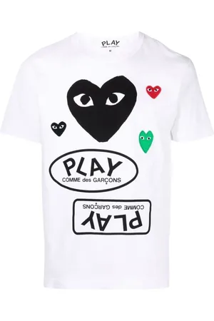 Comme des Garçons Koszulki, Mężczyzna, Biały, L, Bawełna, Biały T-shirt z nadrukiem logo serca