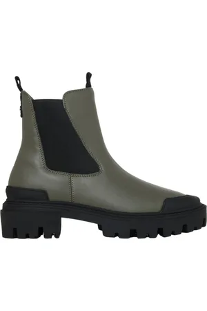 Steve Madden Buty, Kobieta, Zielony, 35 1/2 EU, Zielone Botki Sztyblety z Gumowymi Detalami