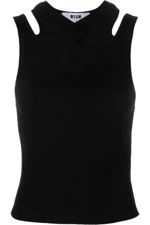 Msgm Koszulki, Kobieta, Czarny, M, Bawełna, Top bez rękawów