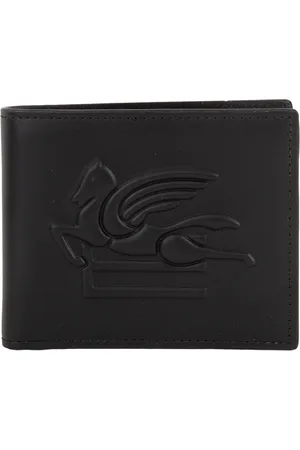Etro Akcesoria, Mężczyzna, Czarny, ONE SIZE, Skóra, Skórzany portfel z wytłoczonym logo