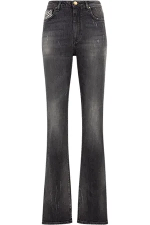 Roberto Cavalli Jeansy, Kobieta, Czarny, S, Bawełna, Dżinsy proste patchwork z motywem zwierzęcym