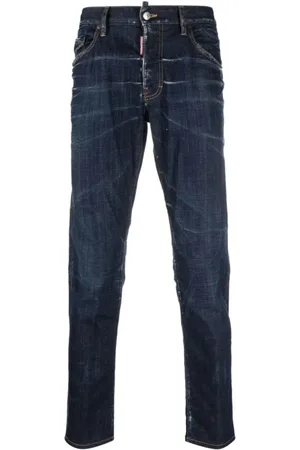 Dsquared2 Jeansy, Mężczyzna, Niebieski, XS, Bawełna, Vintage Skater Jeansy Niebieskie Przecierane Wybielane