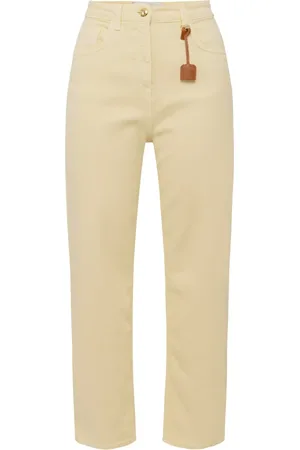 Elisabetta Franchi Jeansy, Kobieta, Beżowy, W29, Bawełna, Barwione dżinsy bawełniane z logo-zawieszką