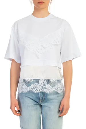Msgm Koszulki, Kobieta, Biały, S, Bawełna, Koszulka Modern Twist