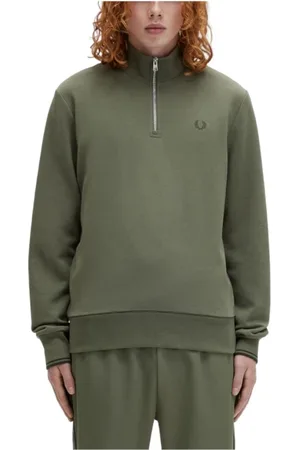 Fred Perry Bluzy, Mężczyzna, Zielony, S, Kultowa bluza z zamkiem