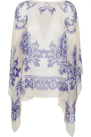 Etro Kurtki, Kobieta, Wielobarwność, ONE SIZE, Stylowy Asymetryczny Ponczo