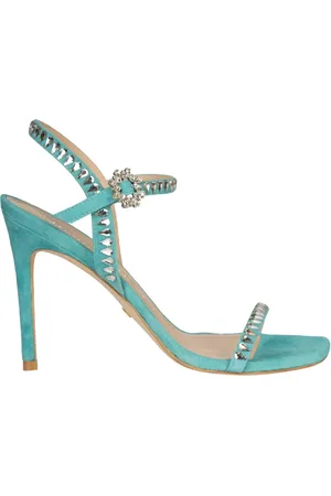 Stuart Weitzman Buty, Kobieta, Zielony, 38 1/2 EU, Zamsz, Sandały na wysokim obcasie Capri Gemcut