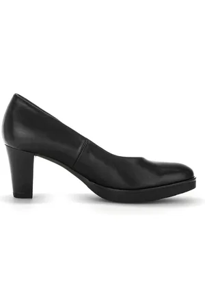 Gabor Buty, Kobieta, Czarny, 40 EU, Skóra, Czarne skórzane czółenka damskie z obcasem 6 cm