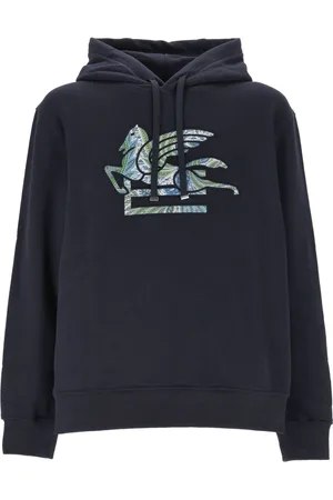 Etro Bluzy, Mężczyzna, Niebieski, M, Niebieski Bawełniany Sweter z Kapturem