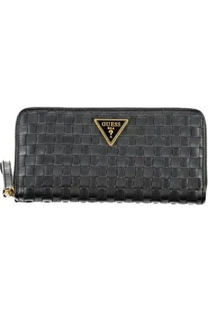 Guess Akcesoria, Kobieta, Czarny, ONE SIZE, Len, Czarny portfel z wieloma przegródkami
