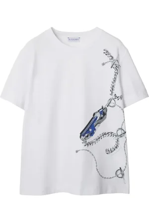 Burberry Koszulki, Kobieta, Biały, S, Bawełna, T-shirt z motywem rycerza