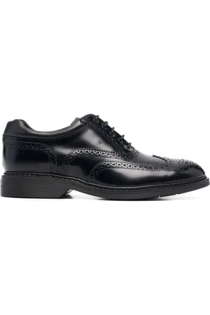 Hogan Buty, Mężczyzna, Czarny, 39 EU, Skóra, Czarne skórzane buty Brogue z pianką memory