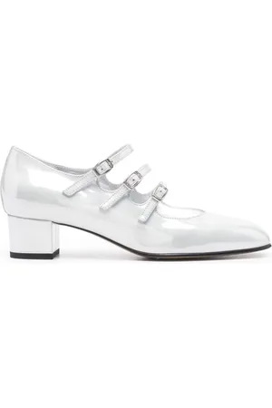 Carel Buty, Kobieta, Szary, 36 1/2 EU, Skóra, Szare lakierowane buty z potrójną klamrą