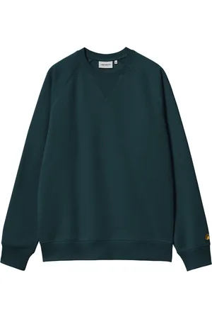 Carhartt Bluzy, Mężczyzna, Niebieski, S, Bawełniana bluza dresowa Crew-neck Chase