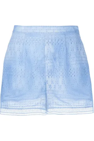 ERMANNO SCERVINO Szorty, Kobieta, Niebieski, S, Bawełna, Niebieskie bawełniane szorty Broderie Anglaise
