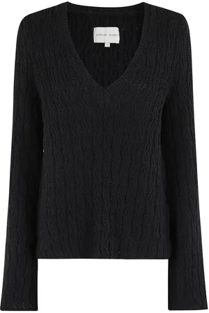 Loulou Studio Swetry, Kobieta, Czarny, XS, Stylowy sweter z dekoltem w serek