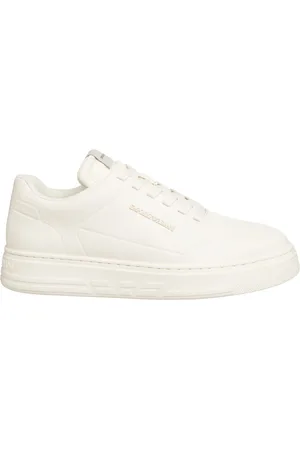 Emporio Armani Buty, Kobieta, Biały, 38 EU, Skóra, Gładkie sznurowane sneakersy