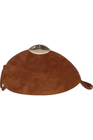 BENEDETTA BRUZZICHES Torebki, Kobieta, brązowy, ONE SIZE, Zamsz, Brązowa Skórzana Torebka Clutch