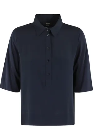 SEVENTY BY SERGIO TEGON Koszulki, Kobieta, Niebieski, M, Niebieski Sweter Polo Z Guzikami