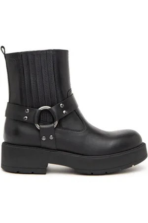 Nero Giardini Buty, Kobieta, Czarny, 37 EU, Skóra, Skórzane botki z klamrami z logo