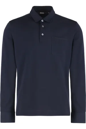 Ermenegildo Zegna Koszulki, Mężczyzna, Niebieski, S, Bawełna, Bawełniana koszulka polo z kieszenią z przodu