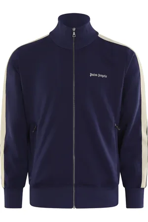 Palm Angels Bluzy, Mężczyzna, Niebieski, S, Poliester, Klasyczna kurtka dresowa z logo