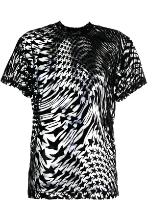 MUGLER Koszulki, Kobieta, Czarny, S, T-shirt z siateczki w gwiazdy