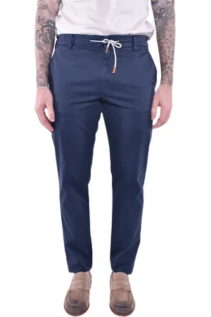 ELEVENTY Spodnie, Mężczyzna, Niebieski, W34, Bawełna, Spodnie dresowe o kroju slim-fit