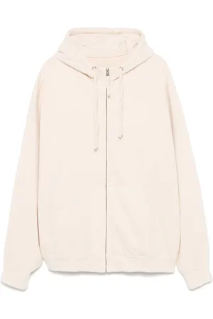 Maison Margiela Bluzy, Mężczyzna, Beżowy, XS, Bawełna, Bluza z kapturem z haftowanym logo