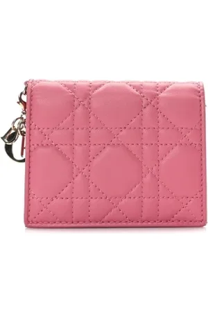 Dior Akcesoria, Kobieta, Różowy, ONE SIZE, Skóra, Elegancki skórzany portfel z zawieszkami