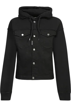 Dsquared2 Kurtki, Mężczyzna, Czarny, S, Czarna Kurtka z Kapturem dla Mężczyzn