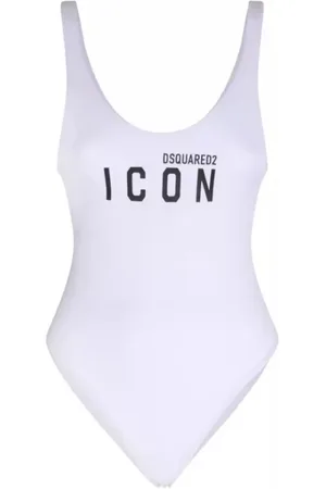 Dsquared2 Stroje kąpielowe, Kobieta, Biały, L, Jednoczęściowy strój kąpielowy z białym logo